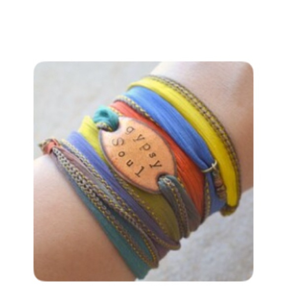 Gypsy Soul, Boho Silk Ribbon Wrap Bracelet - Picture 7 of 7